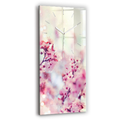 Horloge murale en verre rectangulaire Fleurs de printemps