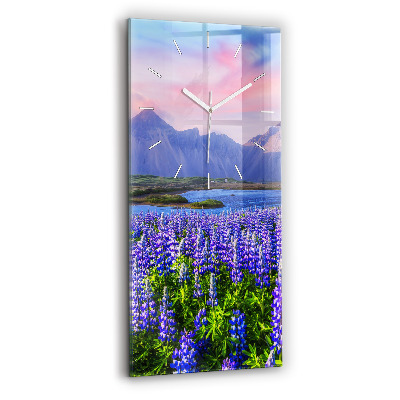 Horloge murale en verre rectangulaire Vue d'une montagne en Islande