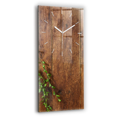 Horloge murale en verre rectangulaire Bois rustique