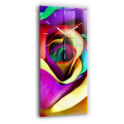 Horloge murale en verre rectangulaire Rose arc-en-ciel