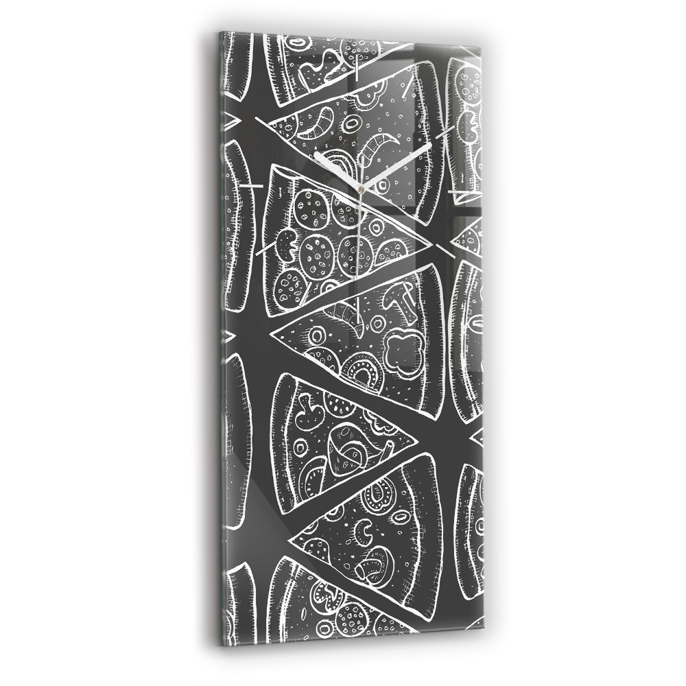 Horloge murale en verre rectangulaire Pizza peinte