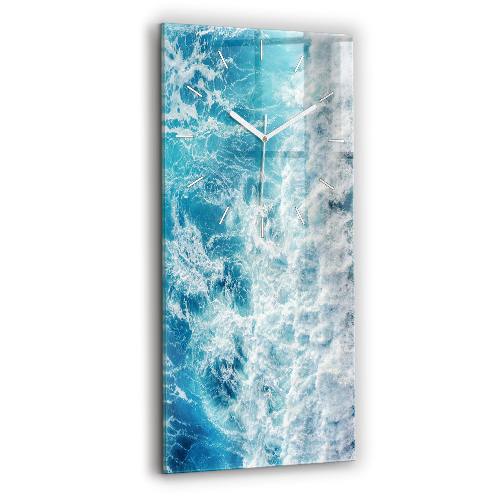 Horloge verticale en verre Vagues de l'océan