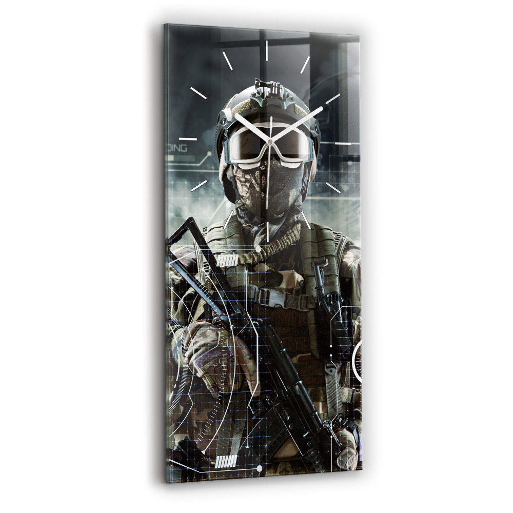 Horloge murale en verre rectangulaire Soldat avec un fusil