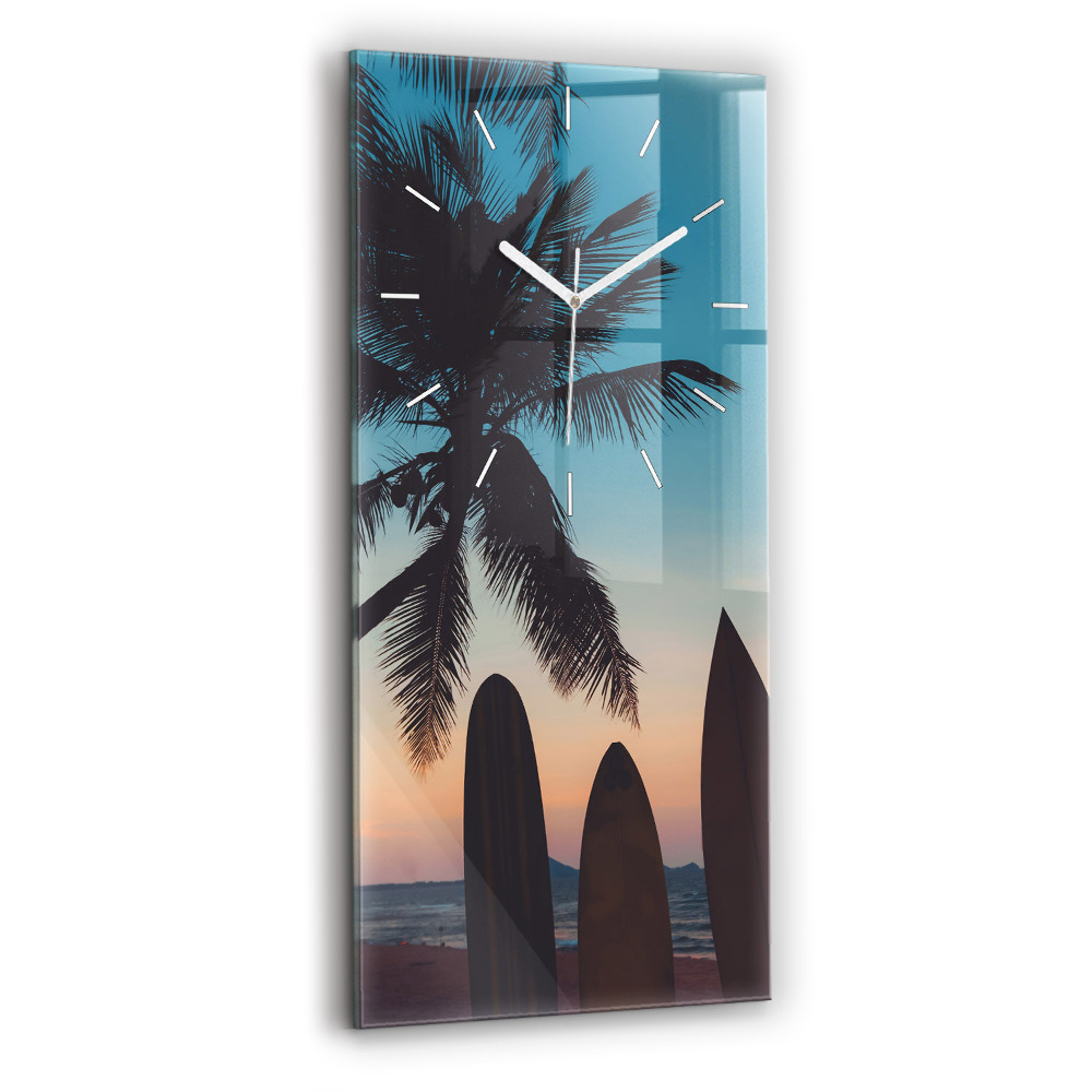 Horloge murale verticale Surf sur la plage