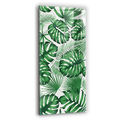Horloge verticale en verre Feuilles de monstera