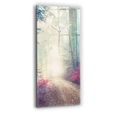 Horloge rectangulaire verticale Route d'automne Forêt de brouillard