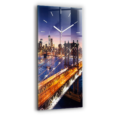 Horloge murale verticale New York et coucher de soleil