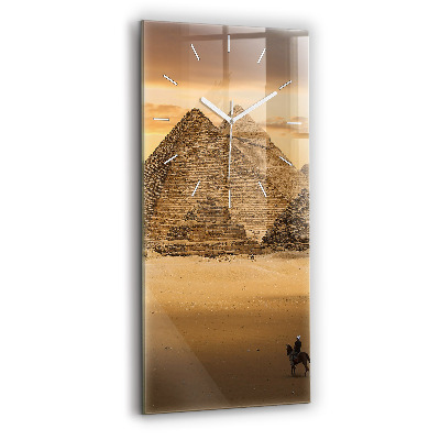 Horloge murale en verre rectangulaire Pyramides et coucher de soleil