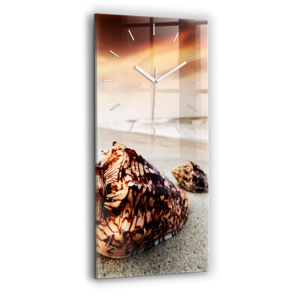 Horloge verticale en verre Coquillage sur la plage