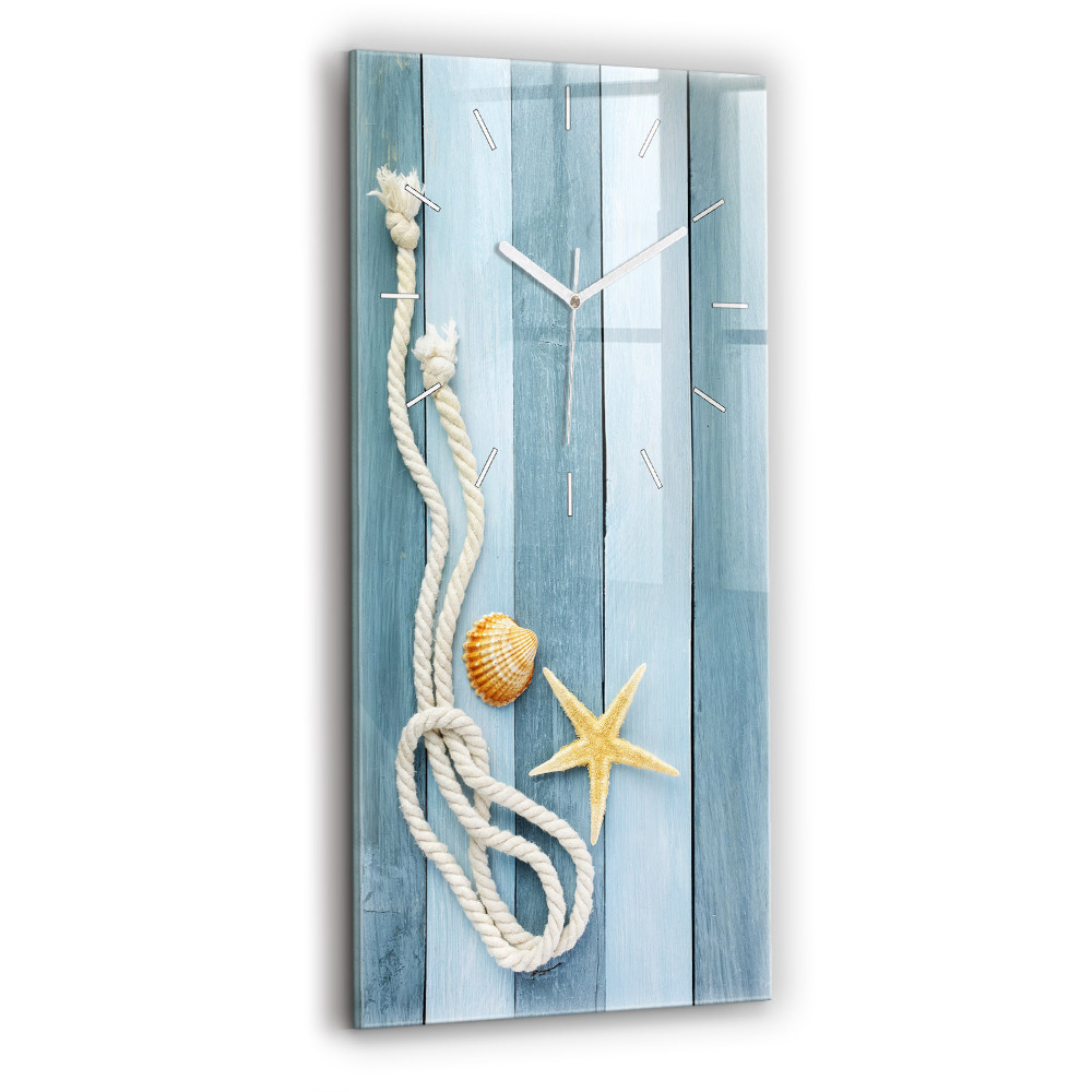 Horloge rectangulaire verticale Rayures et coquillage