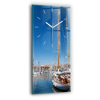 Horloge murale en verre rectangulaire Port de plaisance de Marseille, France