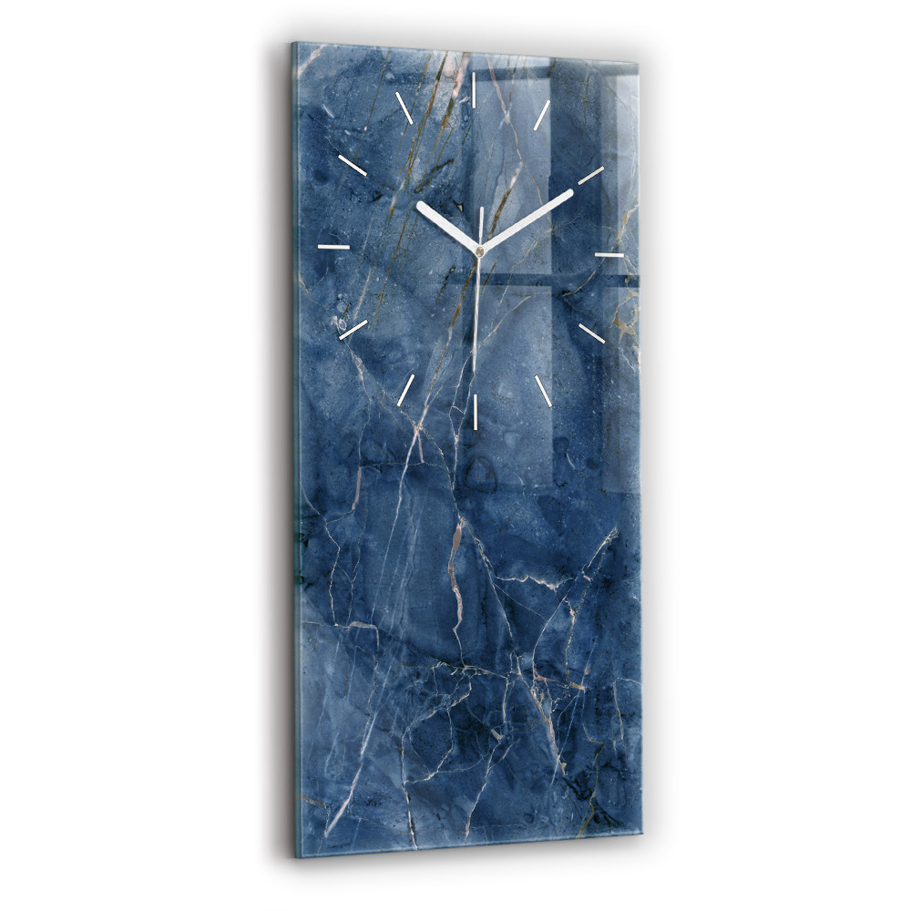 Horloge murale en verre rectangulaire Texture de marbre bleu