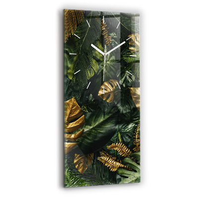 Horloge verticale en verre Feuilles de jungle