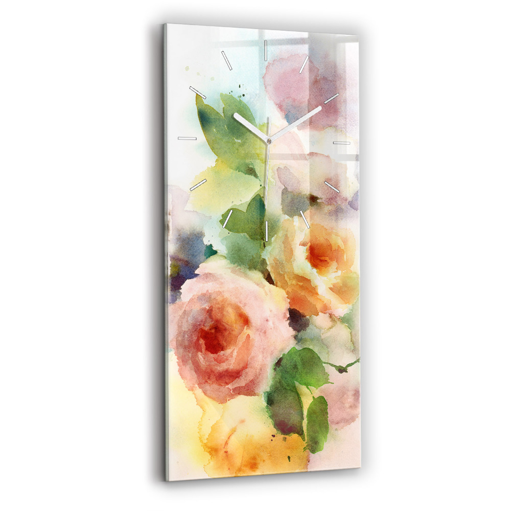 Horloge murale verticale Roses dans un vase aquarelle