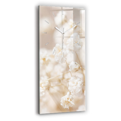 Horloge rectangulaire verticale Petites fleurs blanches