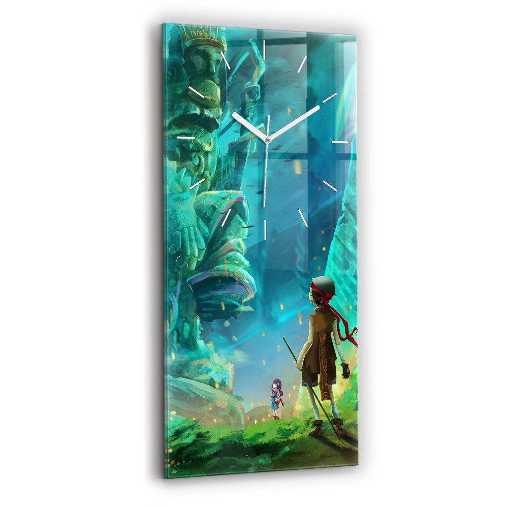 Horloge murale en verre rectangulaire Enfants dans une forêt