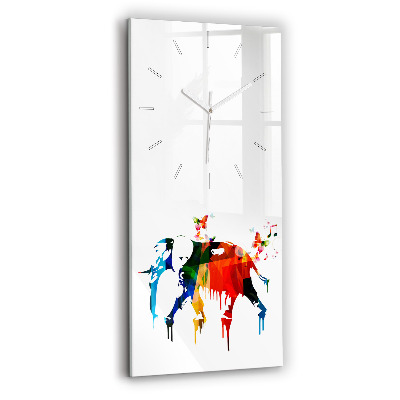 Horloge verticale en verre Éléphant peint en couleur
