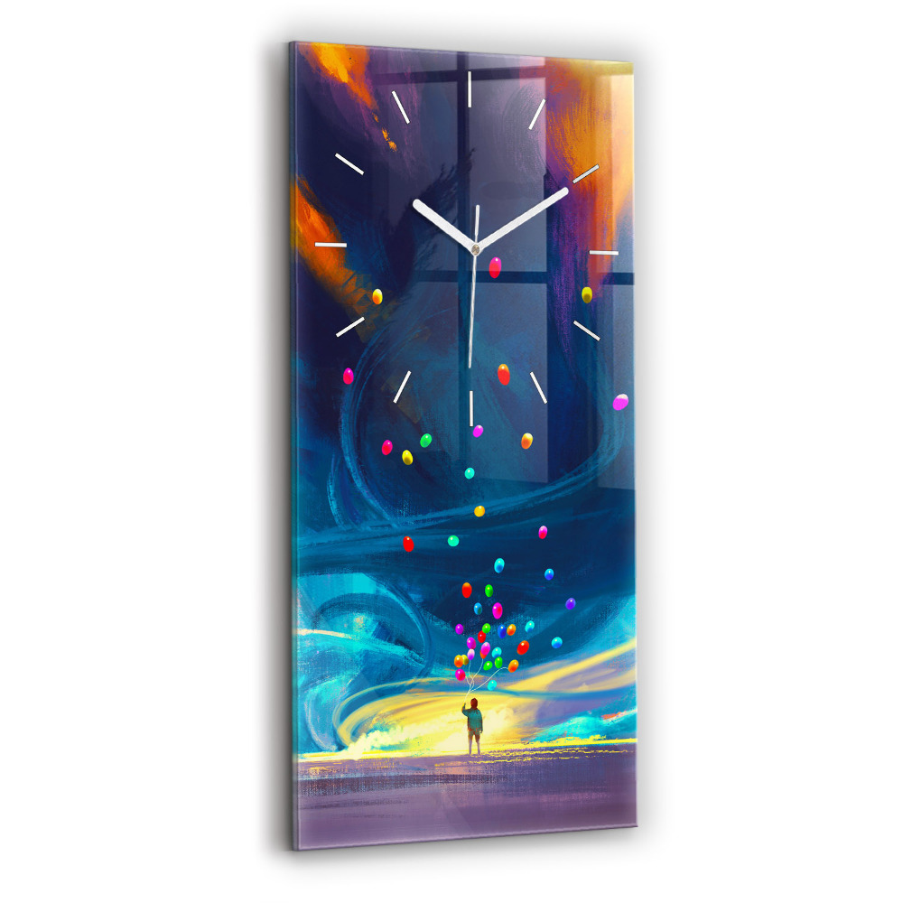 Horloge verticale en verre Enfant et ballons