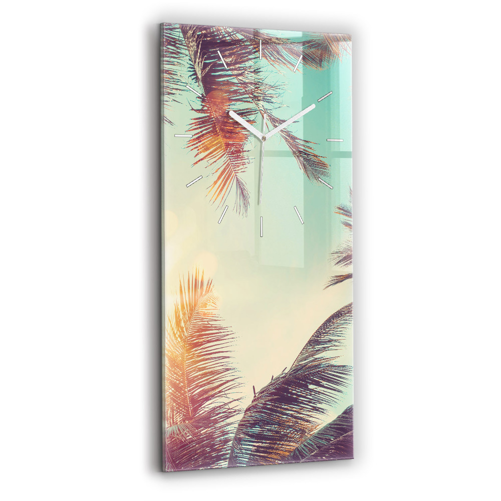Horloge rectangulaire verticale Palmiers tropicaux