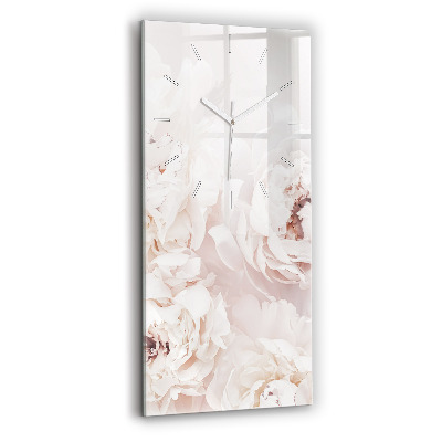 Horloge murale en verre rectangulaire Fleurs de pivoine