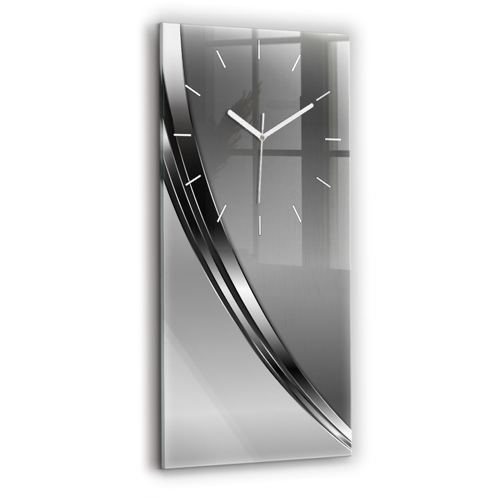 Horloge murale en verre rectangulaire Lignes argentées
