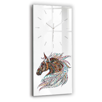 Horloge murale en verre rectangulaire Illustration d'un cheval