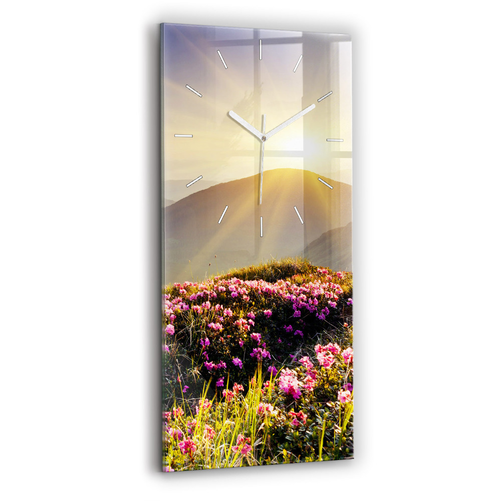 Horloge murale en verre rectangulaire Paysage de montagne
