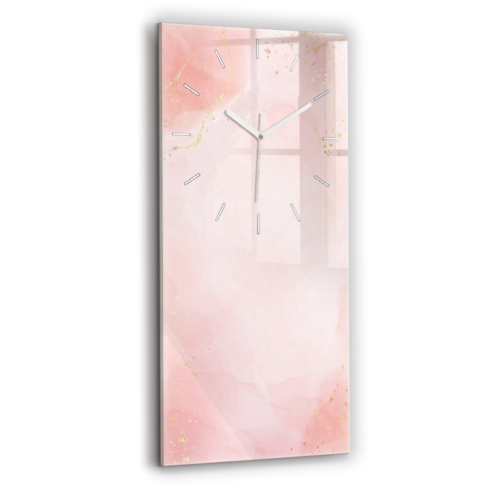 Horloge murale en verre rectangulaire Marbre rose