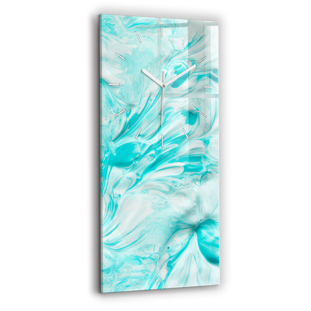 Horloge murale en verre rectangulaire Abstraction bleue