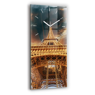 Horloge verticale en verre Tour Eiffel sur fond de nuages