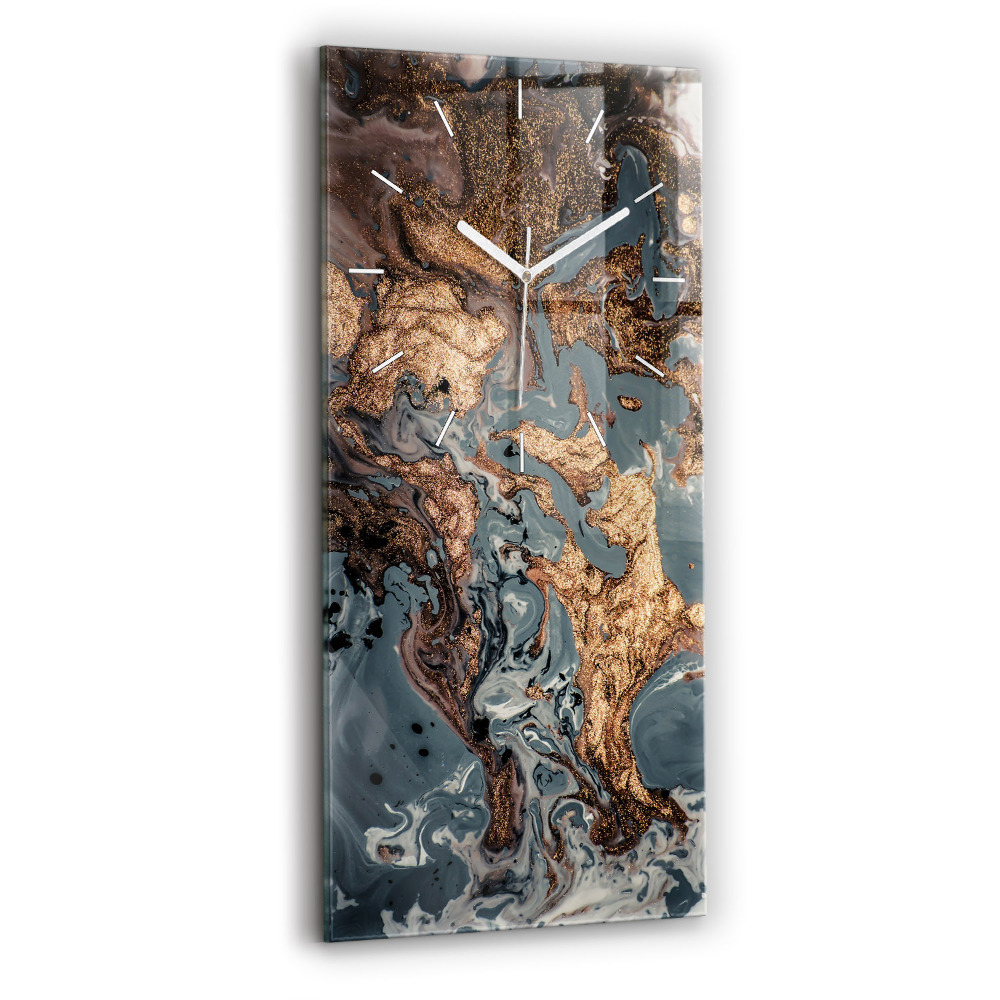 Horloge rectangulaire verticale Marbre or abstrait