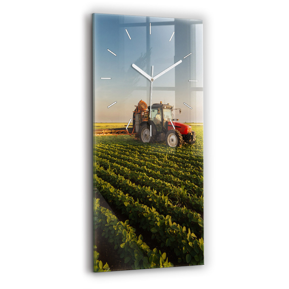 Horloge verticale en verre Tracteur dans un champ agricole