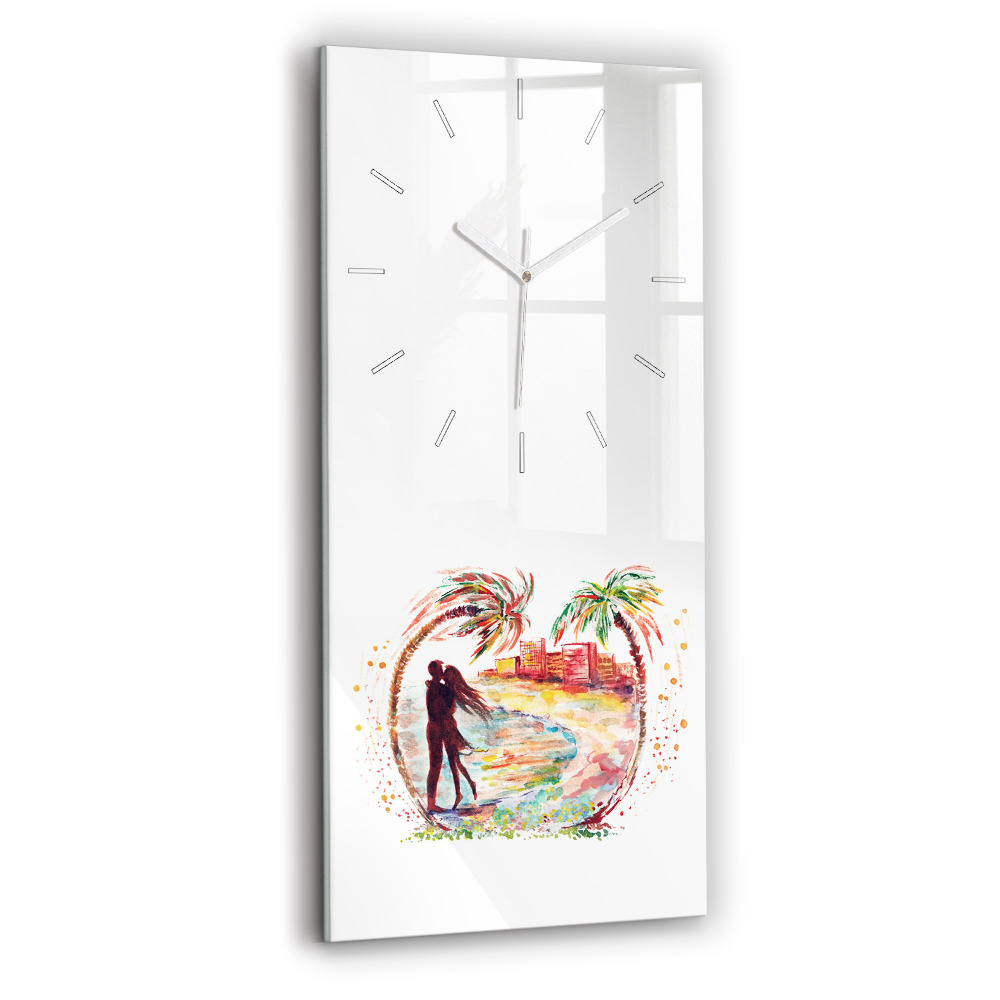 Horloge murale en verre rectangulaire Aquarelle Amour à Miami Beach