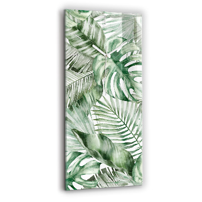 Horloge murale en verre rectangulaire Feuilles de plantes peintes