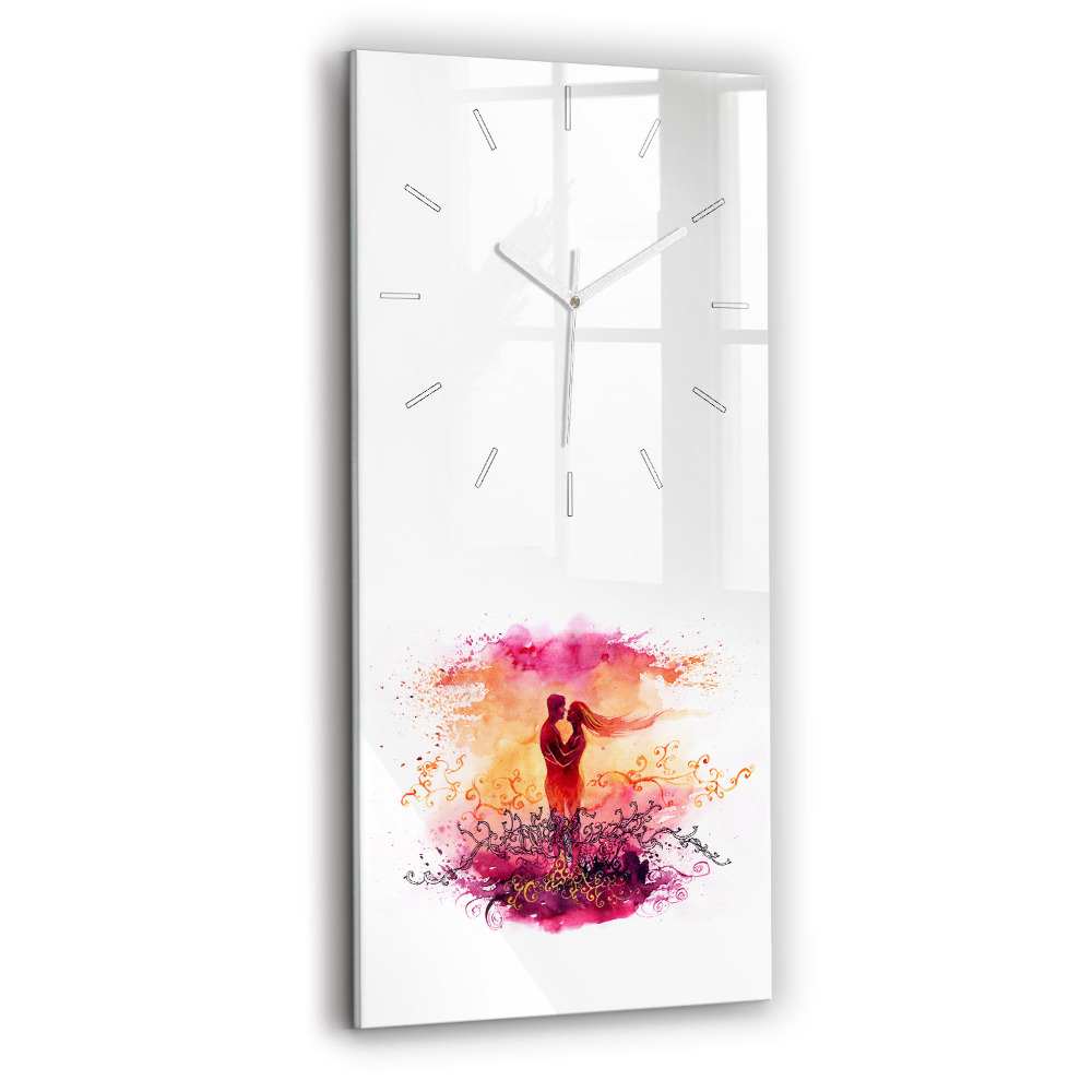 Horloge rectangulaire verticale Aquarelle d'un couple amoureux