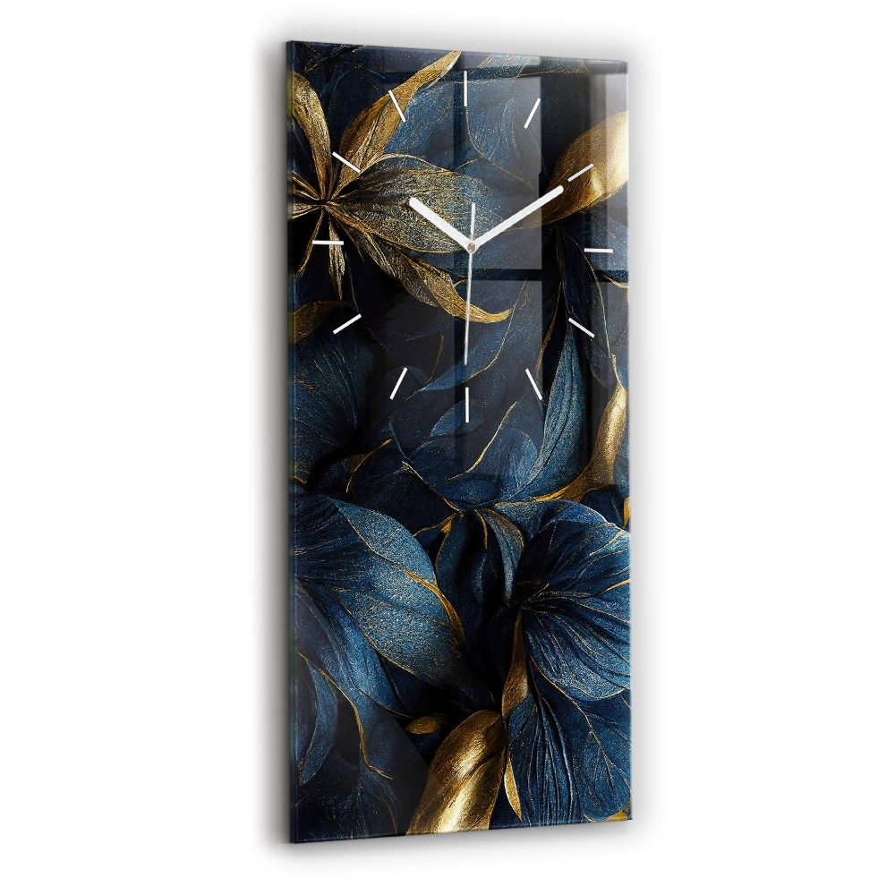 Horloge murale en verre rectangulaire Fleurs décoratives