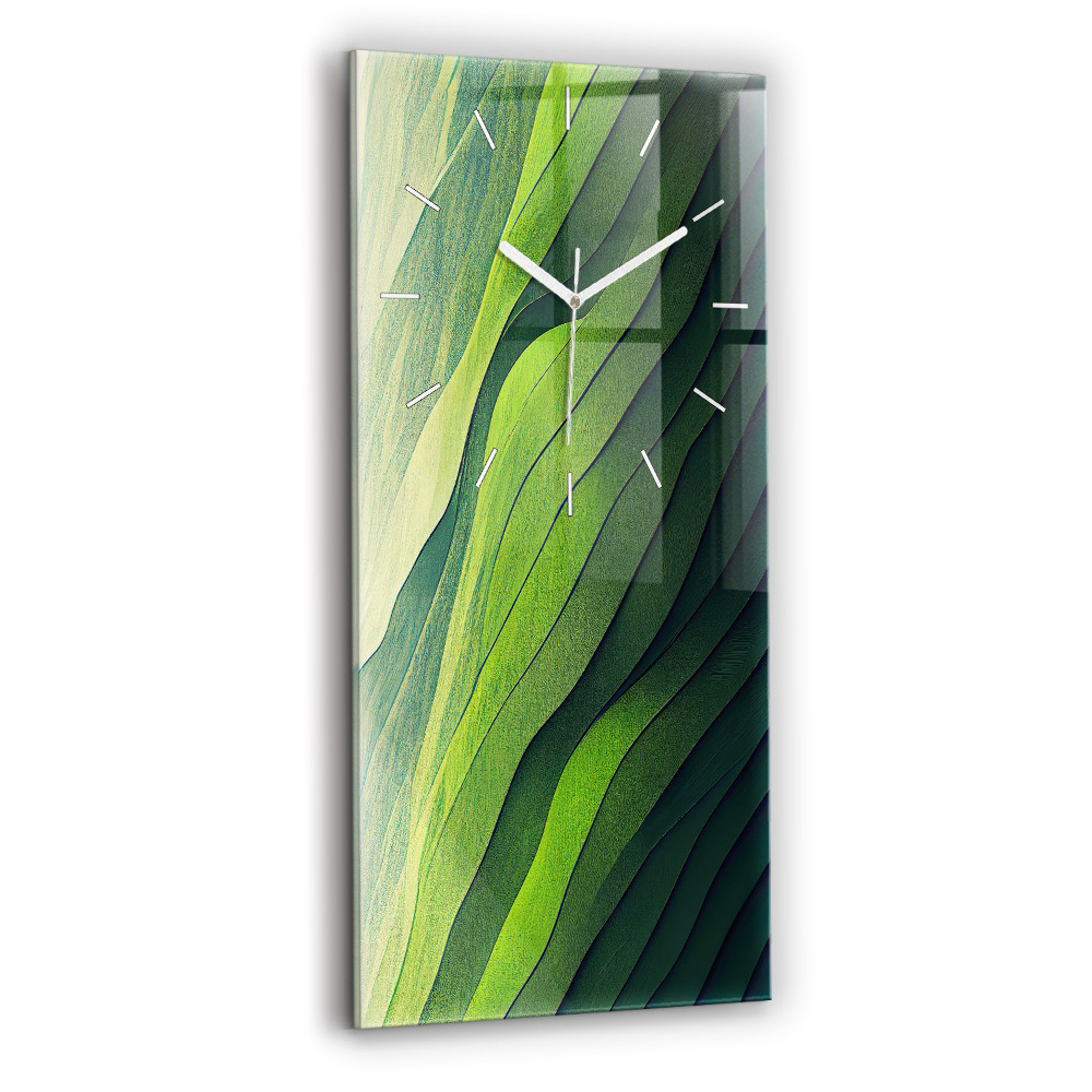 Horloge rectangulaire verticale Champs verts abstraits