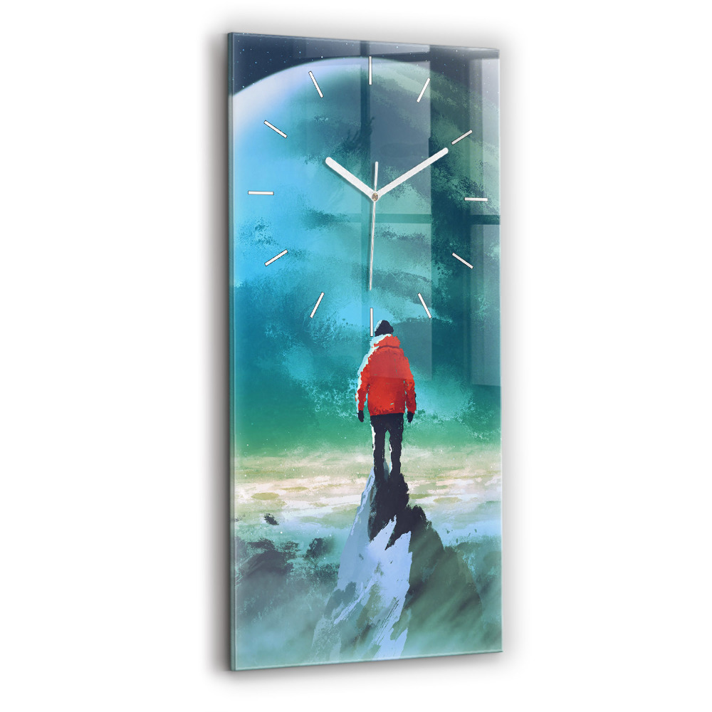 Horloge murale en verre rectangulaire Homme sur la lune