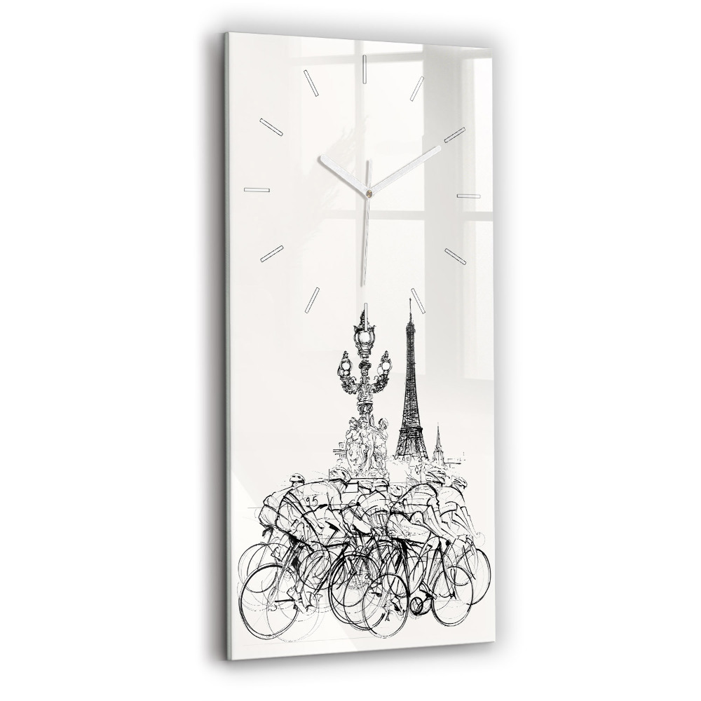 Horloge rectangulaire verticale Dessin d'une course cycliste