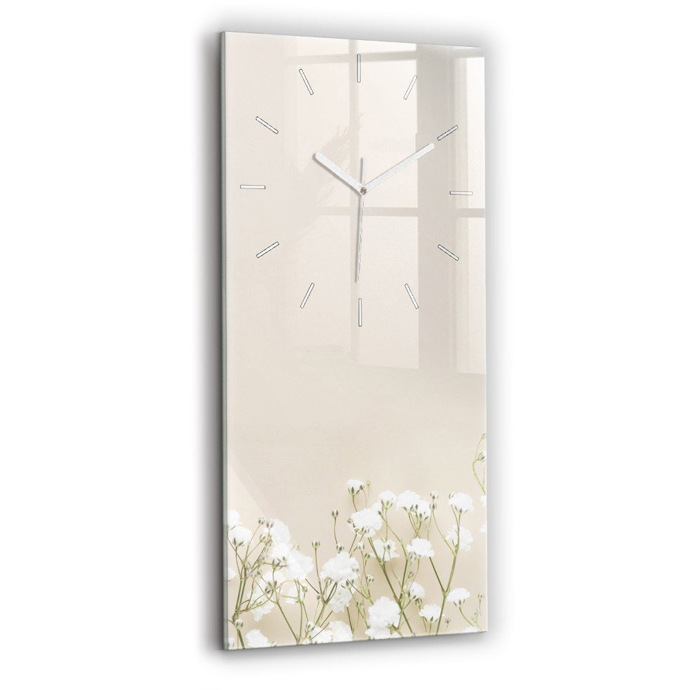 Horloge rectangulaire verticale Fleurs de gypsophile