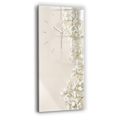 Horloge verticale en verre Fleurs de gypsophile