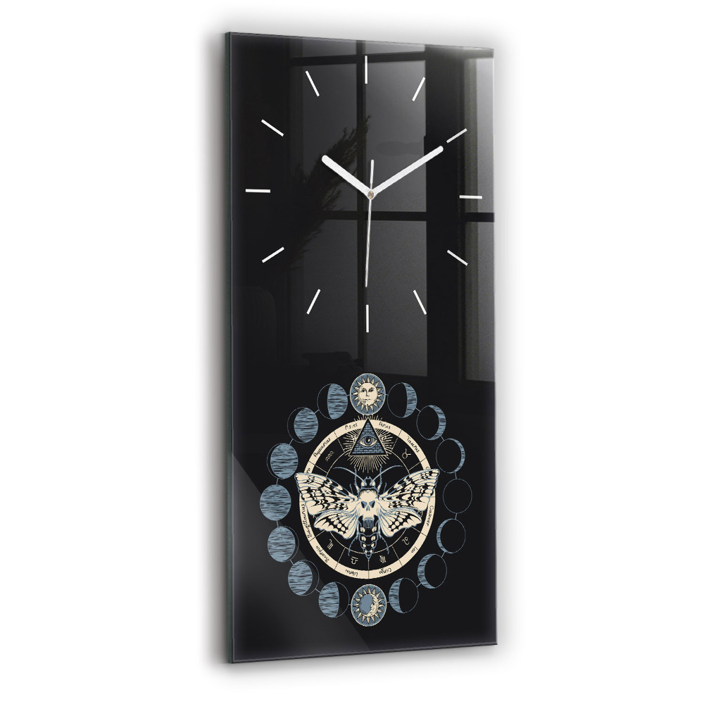 Horloge murale en verre rectangulaire Phases de la lune