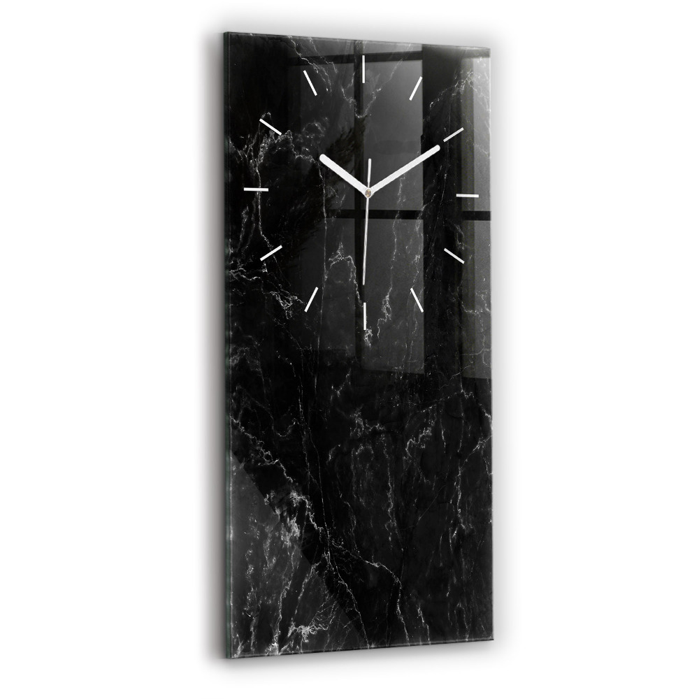 Horloge verticale en verre Marbre noir