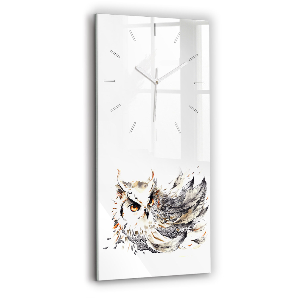 Horloge murale en verre rectangulaire Hibou, symbole de sagesse