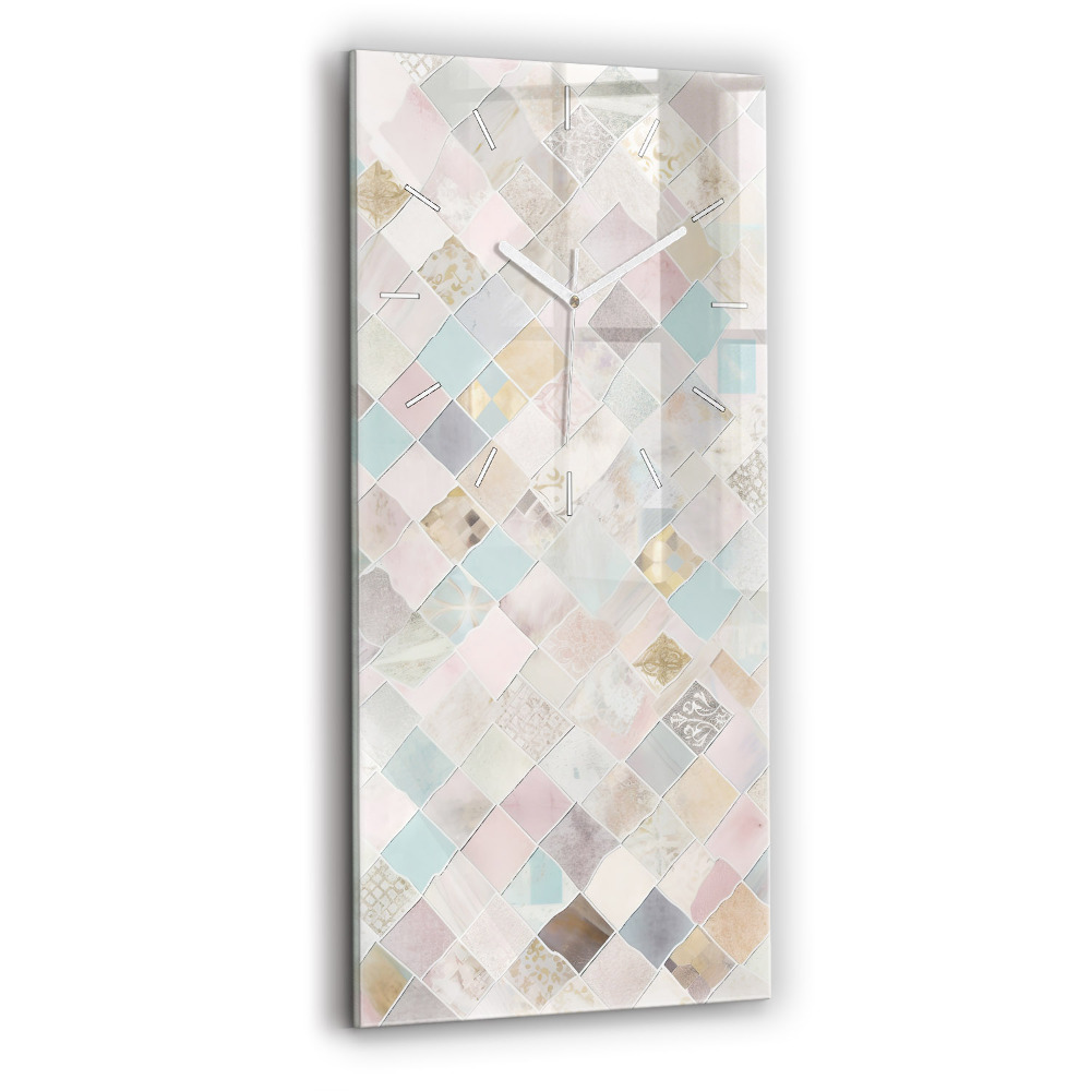 Horloge rectangulaire verticale Tuiles colorées