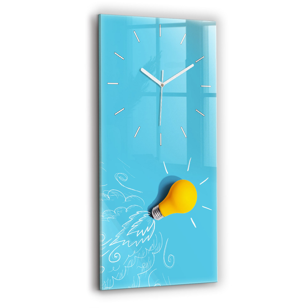 Horloge murale en verre rectangulaire Dessin d'ampoule