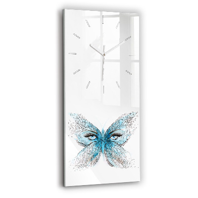Horloge verticale en verre Visage en forme de papillon