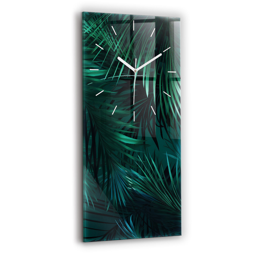 Horloge verticale en verre Feuilles tropicales
