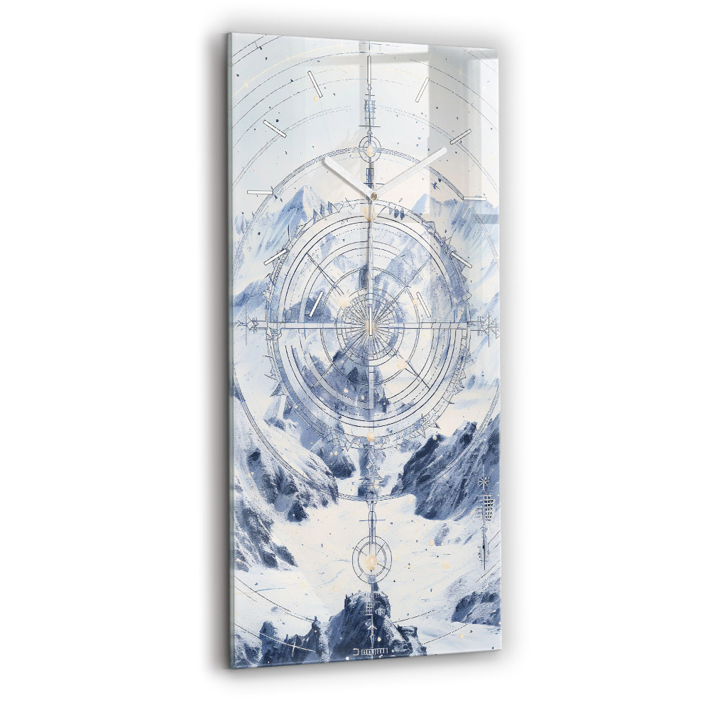Horloge verticale en verre Dessins bleus
