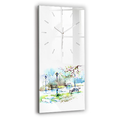 Horloge verticale en verre Printemps pittoresque